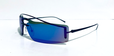 NEW PRADA SPR61V 1AB336 3N LIGHT GREEN MIRRORED RIMLESS WRAP