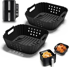 2PCS Air Fryer Silicone Liners for Ninja Double Stack 7.6L Air Fryer SL300UK, Du
