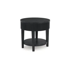 Marstream Modern End Table with 1 Lower Shelf and Reeded Apron, Black