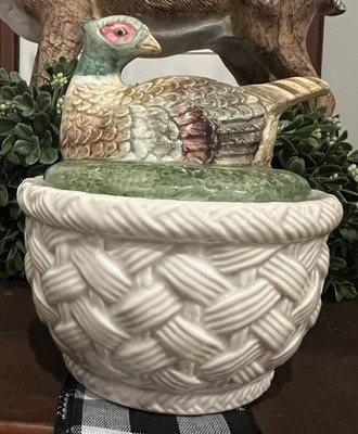 Fitz and Floyd Ironstone Quail Lidded Dish - Small- No Chips Or Cracks. Vintage!