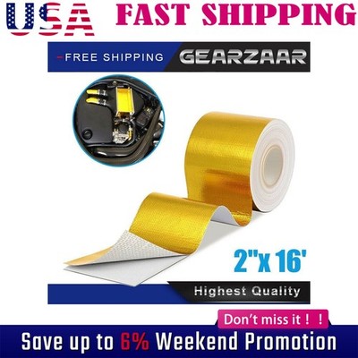 2''x 16'Gold Heat Barrier Shield Roll Fiberglass Wrap Tape Exhaust Protection Wvt