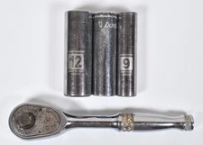 Duralast 71-416 Short 6" Ratchet 1/4" Drive + 9mm 10mm & 12mm Metric Deep Well