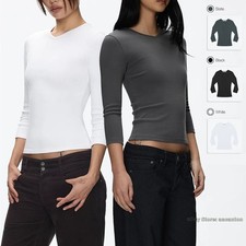 Tank Air Studio V-neck 3/4 Sleeve Tops Tight Fitt T-shirts Tee Base Shirt New