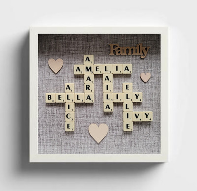 4. Handgefertigtes Scrabble Bild Stammbaum Name Rahmen Neues Zuhause Einweihung Geschenk