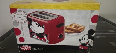 Disney Mickey Mouse 2-Slice Red Toaster, 750W Wide Slot, 7-Setting Browning