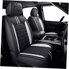 Dodge RAM Seat Covers for 2009-2025 2026 1500HD 5 PCS Full Set/Black-White