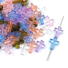 50Pcs/Pack Acrylic Cross Beads Transparent DIY 13 16mm Loose Spacer Beads