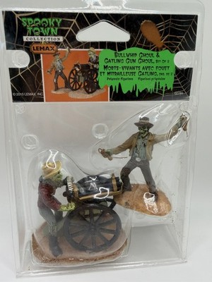 Lemax Spooky Town NIB Bullwhip Ghoul and Gatling Gun Ghoul