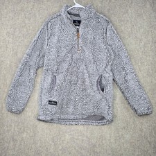 Simply Southern Womens Sherpa Pullover Jacket Gray S Polyester Half-Zip Pockets