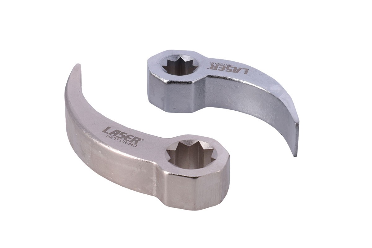 Laser Tools Pry Bar Wrench Set 2pc 1/2"" & 3/8""D 24mm & 27mm OE Spanner 9206
