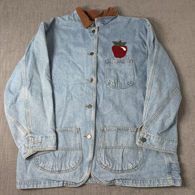 #ad Vintage Sunbelt Jacket Adult XL Blue Denim Barn Chore Coat Western 90s Apple $29.99