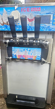 Commercial Soft Serve Ice Cream Machine 2 Hoppers 3-Handle Floor Model Stainless