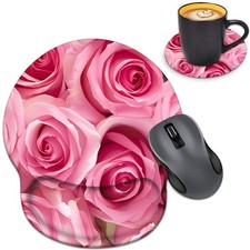 Ergonomic Mouse Pad Wrist Support with Coasters Set, Cute Large Wrist Rest Pa...