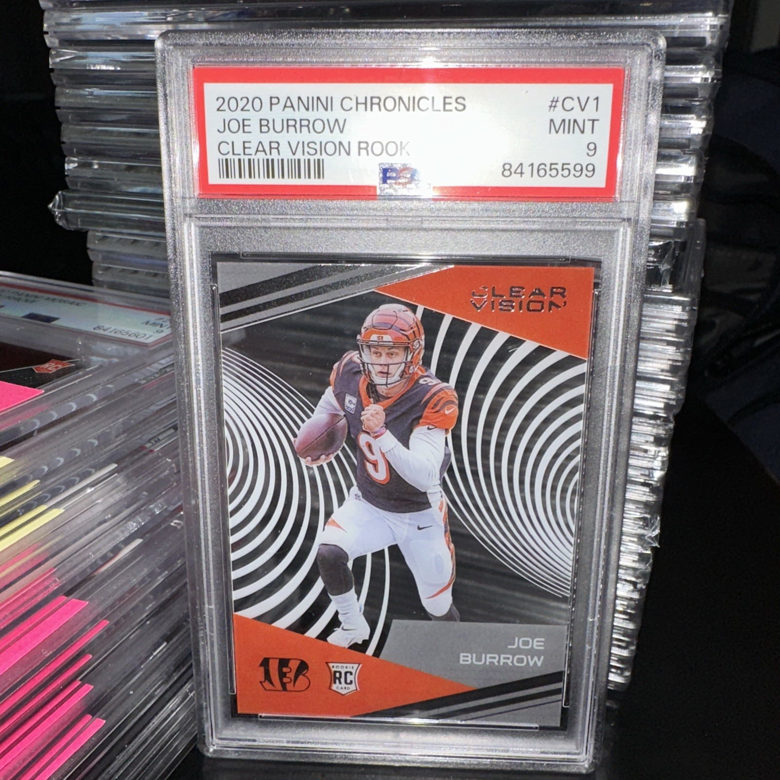2020 Panini Chronicles Joe Burrow Clear Vision RC PSA 9 Bengals Rookie