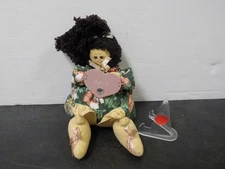 G1008 Primitive Rag Doll Folk Art "APRIL" Diamond Birthstone 13" vintage