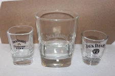 Jack Daniels Whiskey Tennessee Fire Shot + Old No. 7 Shot Glasses + Lowball Rock