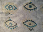 2 CHIC Cotton Evil Eye Blue, Gold Border Tassels Boho Long Scarf, Beach Pareo — photo 3