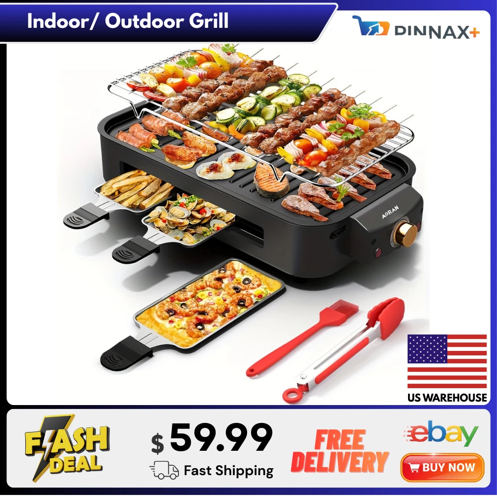 1500W Electric BBQ Grill Detachable Non-Stick Stainless Steel Adjustable Temp
Opens in a new window