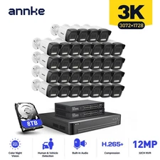 ANNKE 32CH 12MP NVR 3K AI Color Night POE Security Camera System Audio Recording