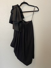 Vera Wang Dress Sz 6 Black One Shoulder Bow Formal Cocktail Wedding Prom