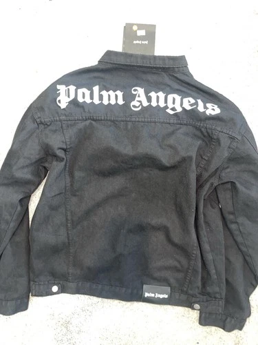 Palm Angels Men Black Vintage Logo Back Button Front Denim Jacket size X-LARGE  image 11