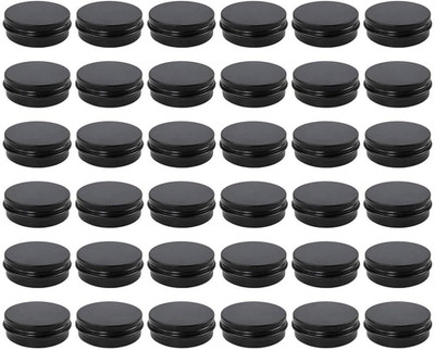 36 Pack Tins, 2 Oz Lip Balm Containers, Black Metal round Tins Aluminum Cans, Em