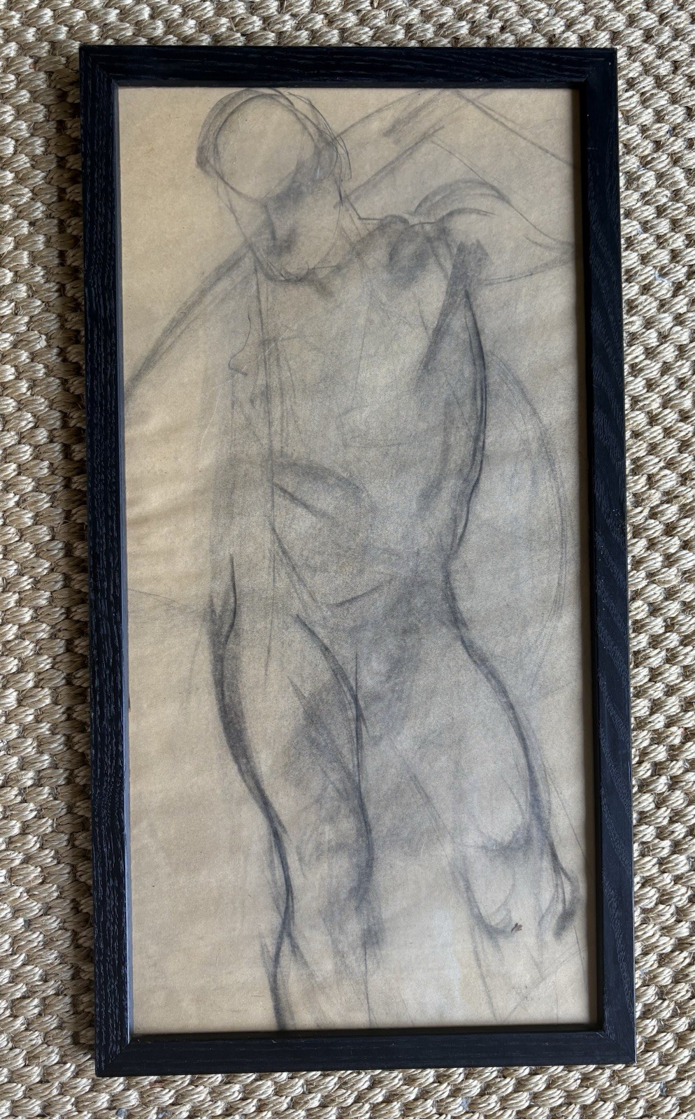 Vintage Male Figure Study Drawing Chalk on Paper (unsigned)