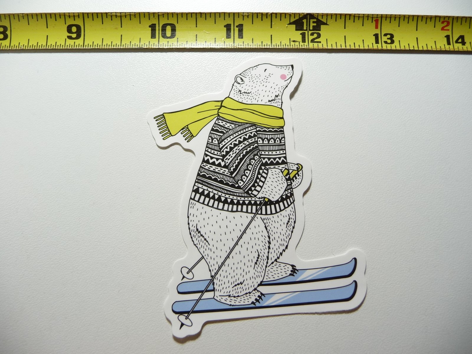 Happy Polar Bear Skiing Winter Sports Decal Sticker Snow Fun Resort Play