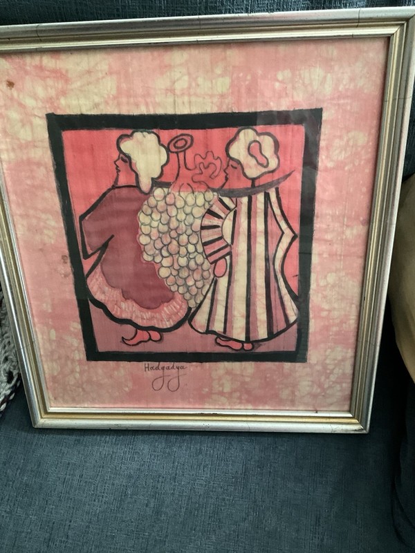 Hadgadya, Painting , Two Ladies With Grapes, Hebrew, Judaica, Israel