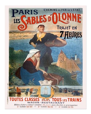 Vintage Reise Wandkunst Paris Les Sables D'Olonne K�stenszene Wand A