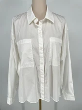 Stella Carakasi Women's L/XL white Tunic Blouse wear anywhere Long Sleeve shirt