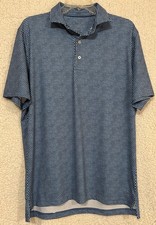 Johnnie O Polo Shirt Mens Medium Blue All Over Print Dots Golf Performance