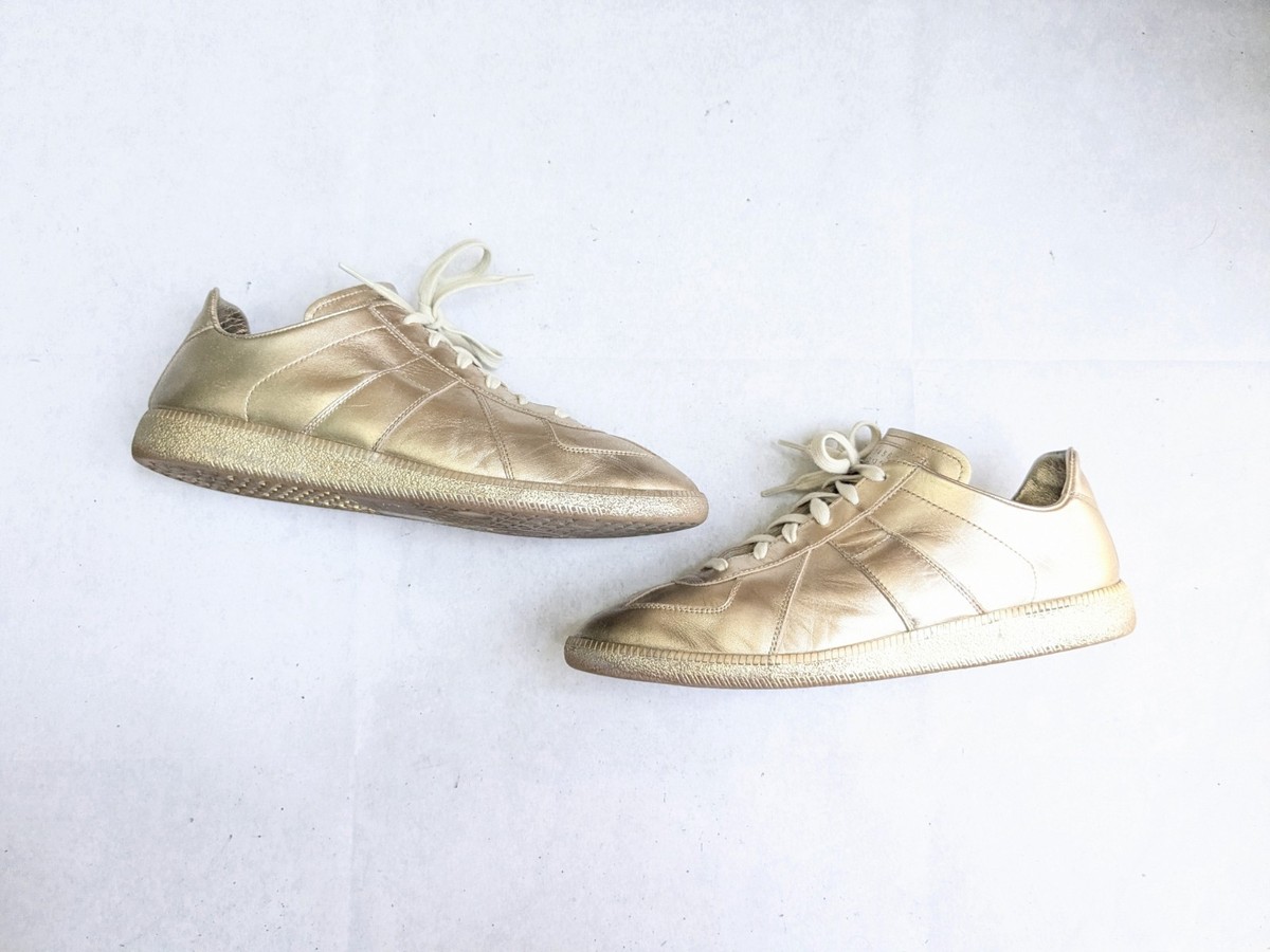 Maison Margiela GAT Sneakers Gold Men 11 44 Leather Low Top Lace