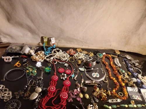 Vintage to Modern Costume Jewelry Large Lot 4.6 lbs necklaces, pendants, earring