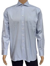 BEN SILVER- Blue Mens 15 3/4 34 Button Down Long Sleeve Oxford Dress Shirt