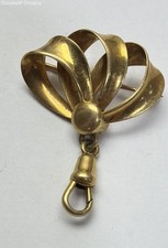 Vintage 750 18KT Yellow Gold Ribbon / Bow Motif Brooch - Metal Tested