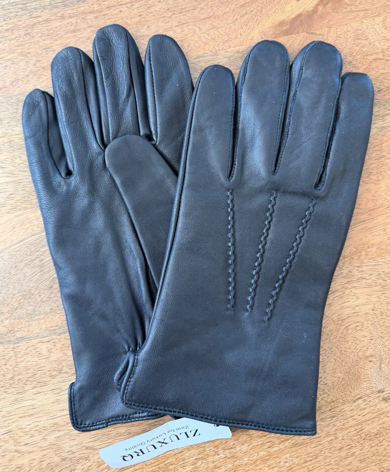 ZLUXURQ XXL Mens Leather Gloves Cashmere Lined-Soft Comfortable Lambskin