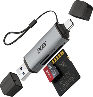 Acer SD Kartenleser USB 3.0 USB C Adapter Aluminium OTG Card Reader Android iOS