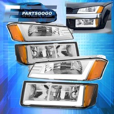 For 02-06 Chevy Avalanche Body Cladding Clear Led Drl Head Lights Bumper Lamps