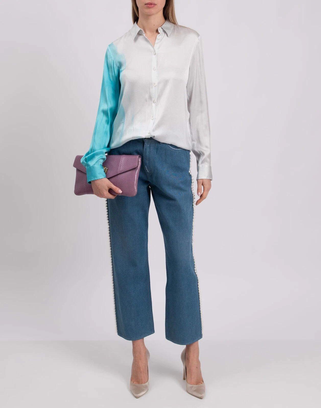 GOLDEN GOOSE Jeans marca Gol Goose Deluxe RRP €410 W28 ARTIGIANALI con perline invecchiate