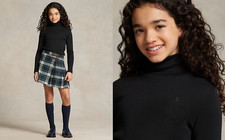 NWT Polo Ralph Lauren Big Girls Ribbed Cotton-Blend Turtleneck, Black, Sz XL 16 