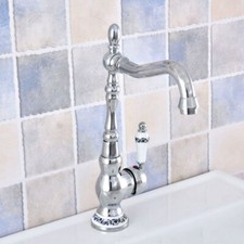 Chrome Ceramic Base Bathroom Kitchen Bar Vessel Sink Swivel Faucet Tap ssf672