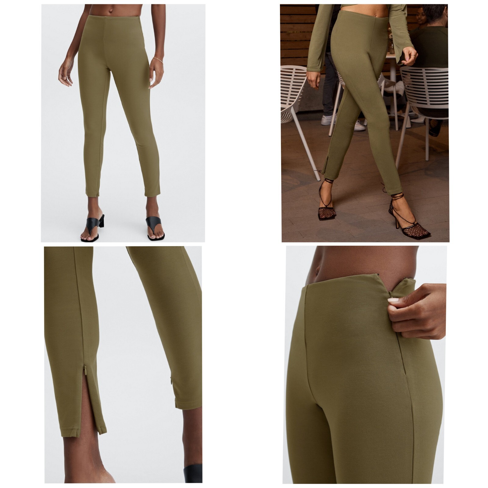 Fabletics Olive Green High Waisted Split Hem Ankl… - image 8