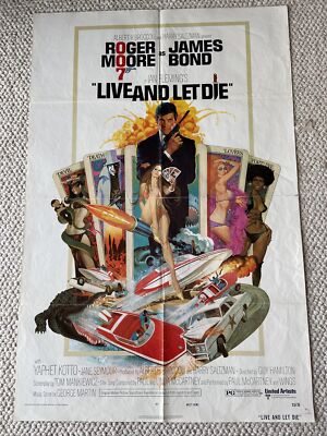 LIVE AND LET DIE 1973 JAMES BOND 007 ORIGINAL MOVIE POSTER 27 X 41