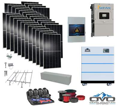 15KW Complete Offgrid Solar Kit - 18K Sol-Ark Inverter + 15.36KW OMO Stack Lithi