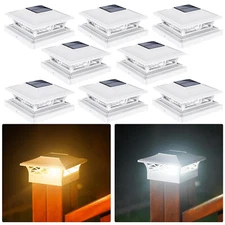 2/4/6 Pack Solar Post Deck Cap Lights Outdoor Garden Fence Landscape Lamp Vinyl
