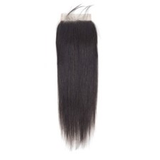 100 Human Hair 5X5 Lace Closure Free Part Silky Straight 12-24inch