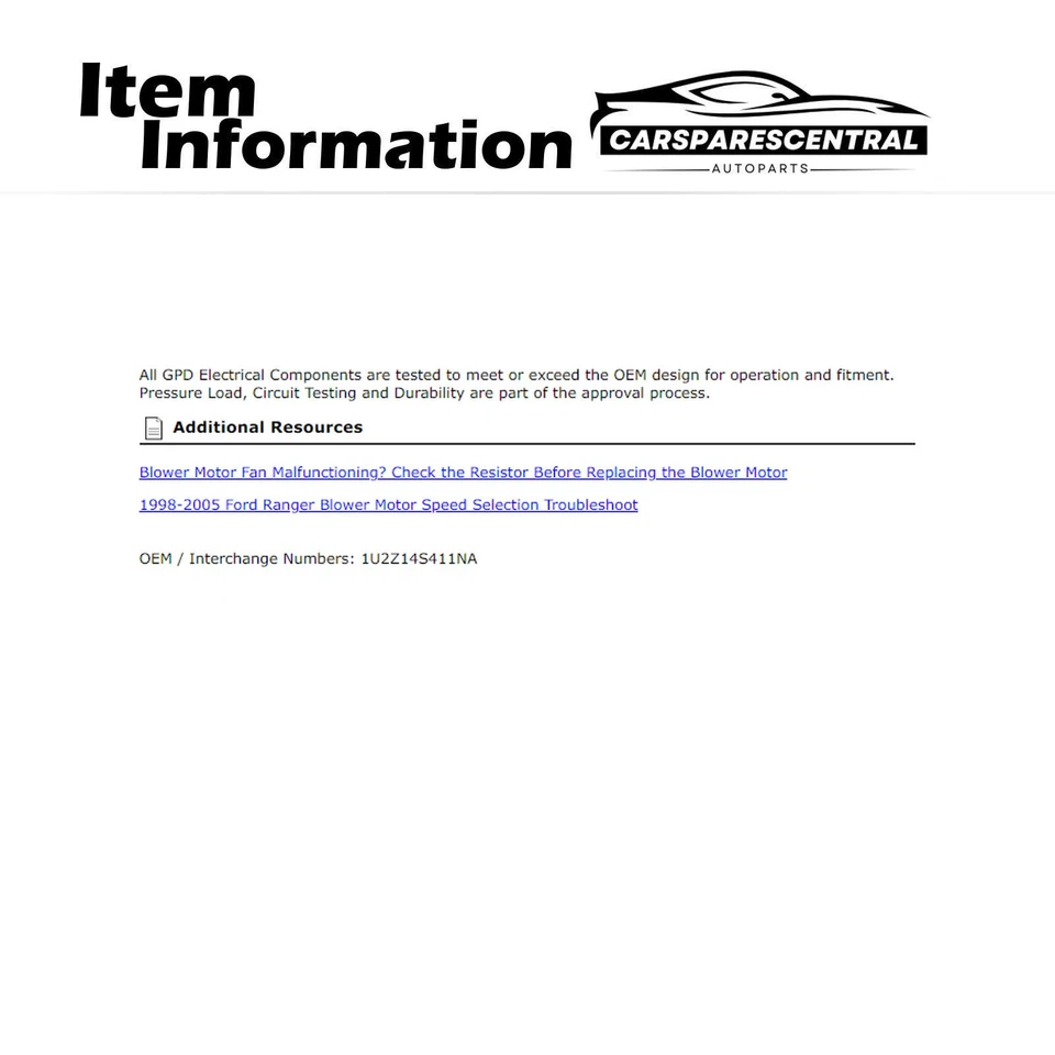 Resistencia de motor soplador de climatización para Ford Ranger 2,5 L 1998-2001 Foto 3 de 3