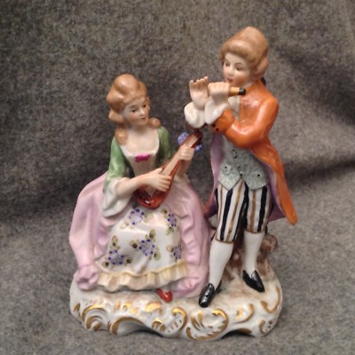 Ernst Bohne & Sons Dresden Rudolstadt Porcelain Couple Courting Through Music 