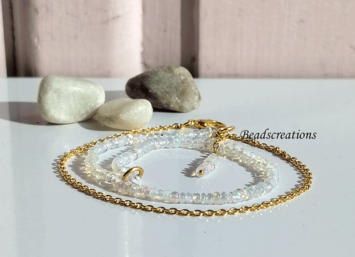 Ethiopian Opal Beads AAA+ Welo Fire Opal Jewelry Gemstone Faceted Chain Necklace - Picture 3 of 7